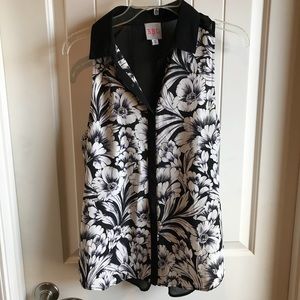 RBL Floral Button Up Tank Top Blouse